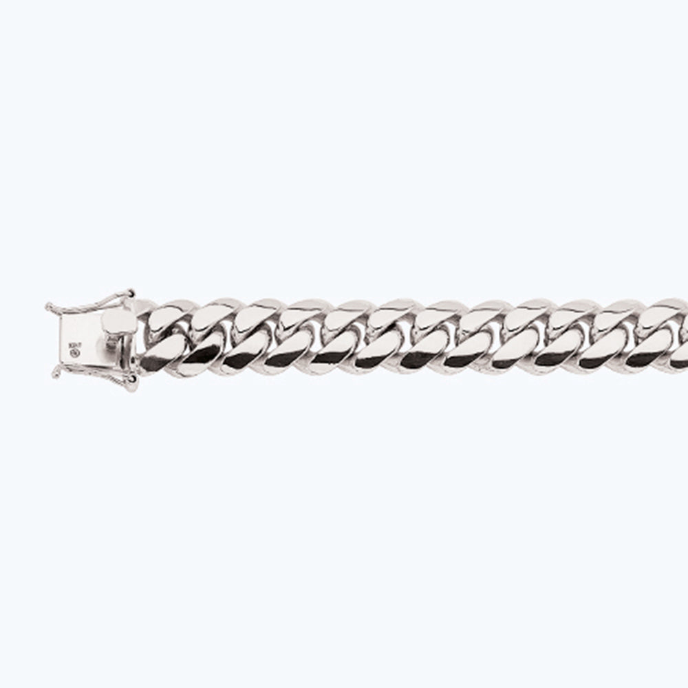 14K 15MM WHITE GOLD SOLID MIAMI CUBAN 30" CHAIN NECKLACE (AVAILABLE IN LENGTHS 7" - 30")