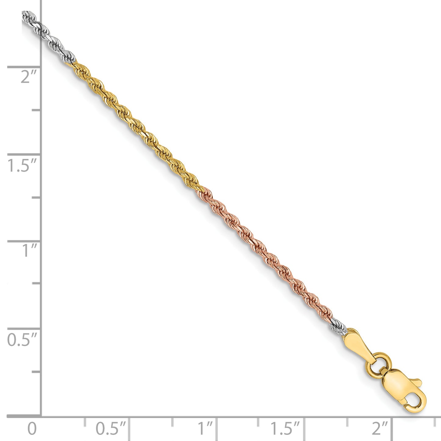 14k Tri-Color 1.75mm D/C Rope Chain