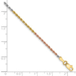 14k Tri-Color 1.75mm D/C Rope Chain