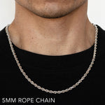 10K 5MM WHITE GOLD SOLID DC ROPE 20" CHAIN NECKLACE (AVAILABLE IN LENGTHS 7" - 30")