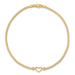 14k Polished Open-Heart 10inch Anklet