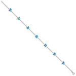 14k White Gold Blue Enameled Butterfly 10inch Anklet