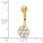 14k 14 Gauge CZ Flower Belly Ring