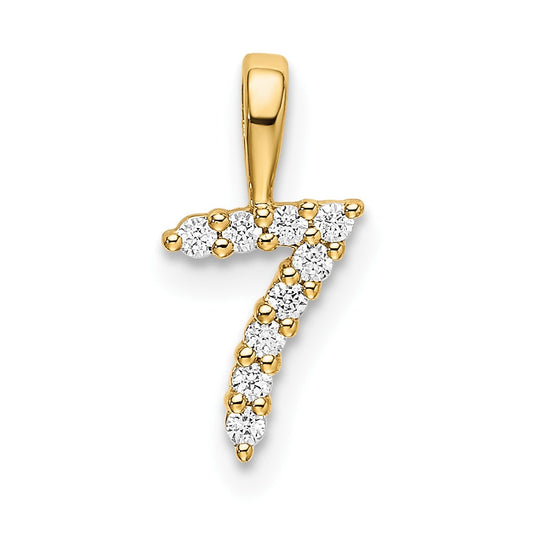 14K Diamond Number 7 Pendant