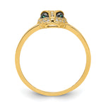 14K Polished Green & White CZ Lioness Head Ring
