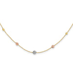 14K Tri-Color D/C Beads Beaded Chain Necklace
