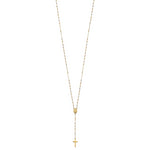 14k Tri-color Bead Rosary 17in w/3 in ext Necklace