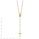 14k Tri-color Bead Rosary 17in w/3 in ext Necklace