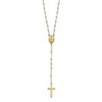 14k Tri-color Bead Rosary 17in w/3 in ext Necklace