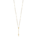 14K Tri-color Polished Faceted Beads Rosary Necklace