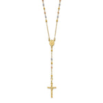 14K Tri-color Polished Faceted Beads Rosary Necklace