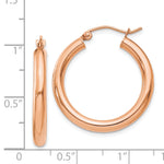 14k Rose Gold Polished 3mm Lightweight Tube Hoop Earrings